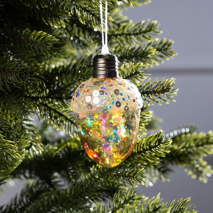 Ёлочный шар «Жёлудь жёлтый», батарейки, 4 LED, свечение тёплое белое Ёлочный шар «Жёлудь жёлтый», батарейки, 4 LED, свечение тёплое белое