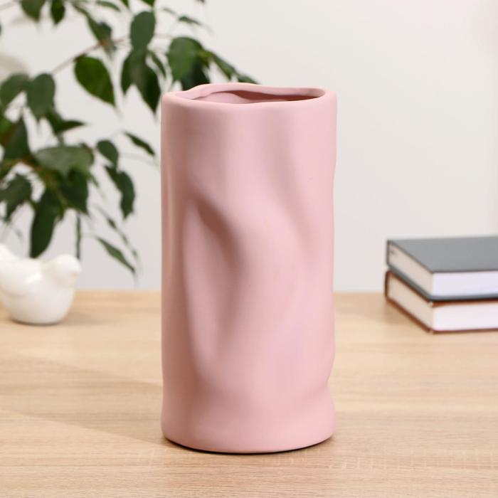 Ваза керамика настольная Ваза керамика настольная "Илон" 10х21,5 см, розовый