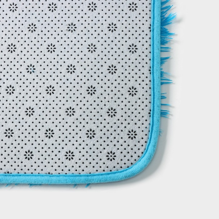 Коврики для ванной и туалета Доляна «Пушистик», 2 шт: 40×50, 50×80 см цвет голубой