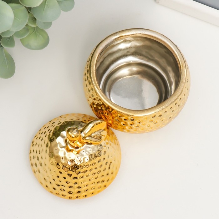 Шкатулка керамика Шкатулка керамика "Золотая груша с листиком" 9х7х7 см