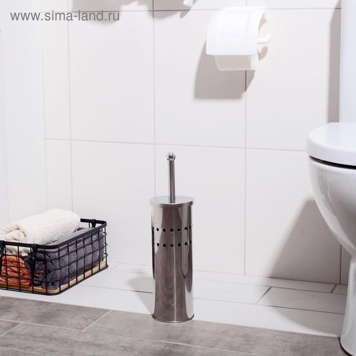 Ёршик для унитаза с подставкой, 10×10×37 см, цвет хром Ёршик для унитаза с подставкой, 10×10×37 см, цвет хром