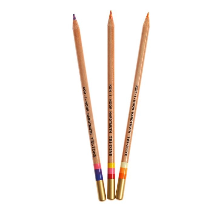 Карандаши много цвета Koh-I-Noor TRI-TONE 3444 24 штук, металлический пенал Карандаши много цвета Koh-I-Noor TRI-TONE 3444 24 штук, металлический пенал