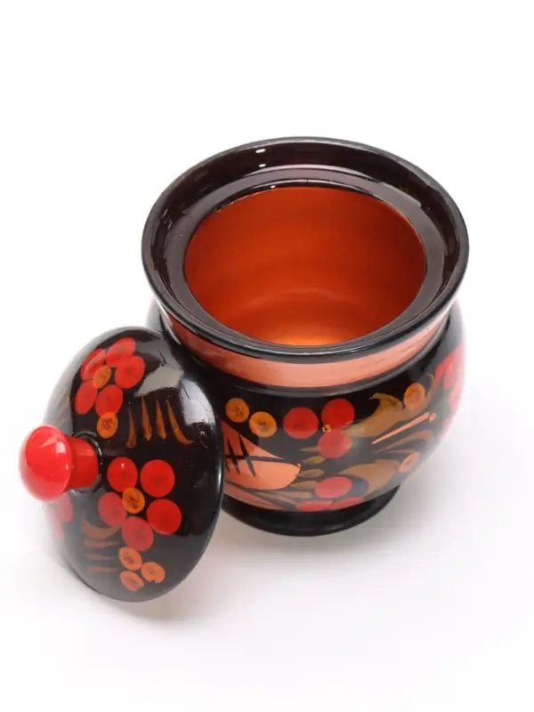 Солонка с крышкой &laquo;Ягодка&raquo;, 9&times;6.5 см, хохлома, дерево, МИКС