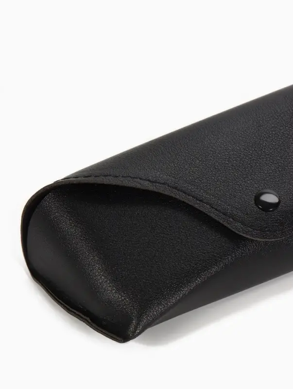 Футляр для очков на кнопке, однотонный, размер 16&times;3.5&times;6.5 см, чёрный