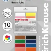 Пластилин ErichKrause Basic light pack, 10 цветов, 160 г, европодвес, в пакете