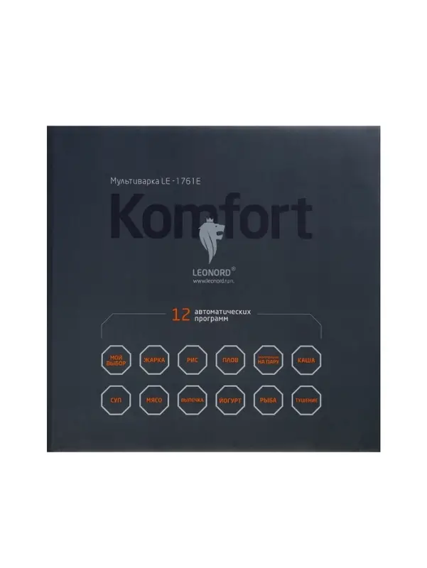 Мультиварка Leonord LE-1761E, 860Вт, 4.5 л, 12 программ, LED дисплей, сенсор, черная