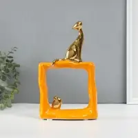 Фигурка керамика &laquo;Кошки-мышки. Квадрат&raquo;, оранжевый с золотом, 5.2&times;13.5&times;23 см
