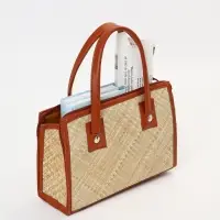 Сумка плетёная на молнии из пандана, 30&times;10&times;35 см, светло-коричневая