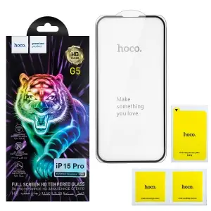 Защитное стекло для iPhone 15 Pro Full Screen G5 Black HOCO тонкая рамка