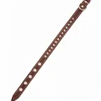 Ошейник украшенный, 45&times;2 см, ОШ 25-35 см, на синтепоне, кожа, коричневый