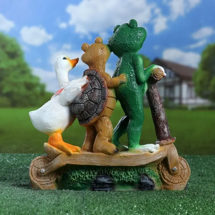Садовая фигура из полистоуна &laquo;Зверюшки на самокате&raquo;, 30&times;10.5&times;28 см