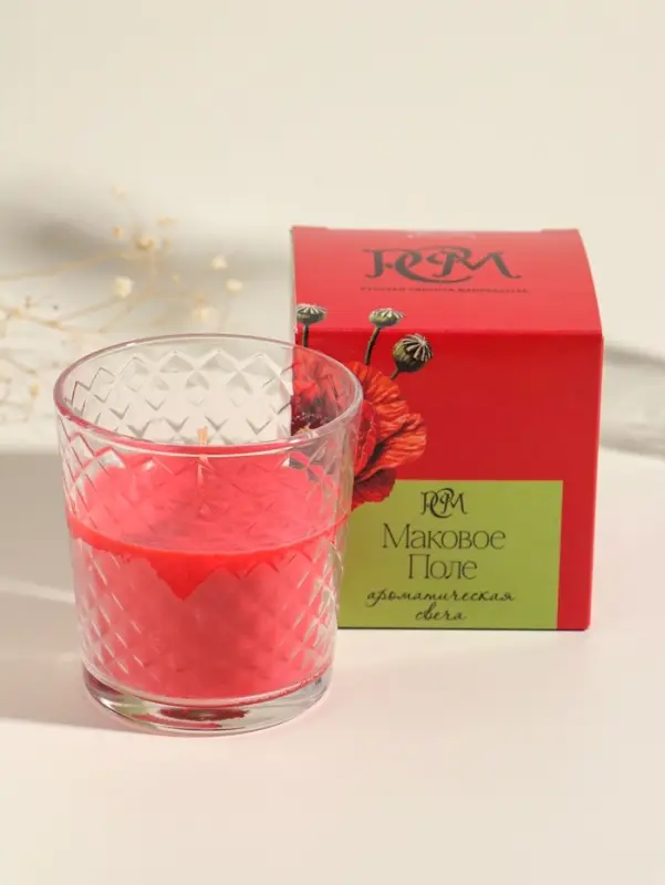 Ароматическая свеча в стакане &laquo;Маковое поле&raquo;, 8&times;8.5 см, 30 ч
