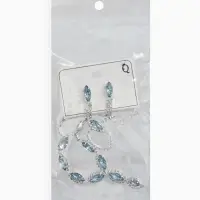 Набор 2 предмета: серьги, колье &laquo;Вечерний шик. Лепестки&raquo;, бело-небесно-голубой в серебре