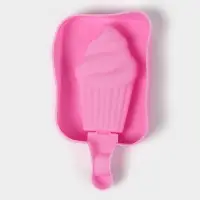 Форма для мороженого Доляна &laquo;Капкейк&raquo;, силикон, 14&times;7.5&times;2.5 см, розовая