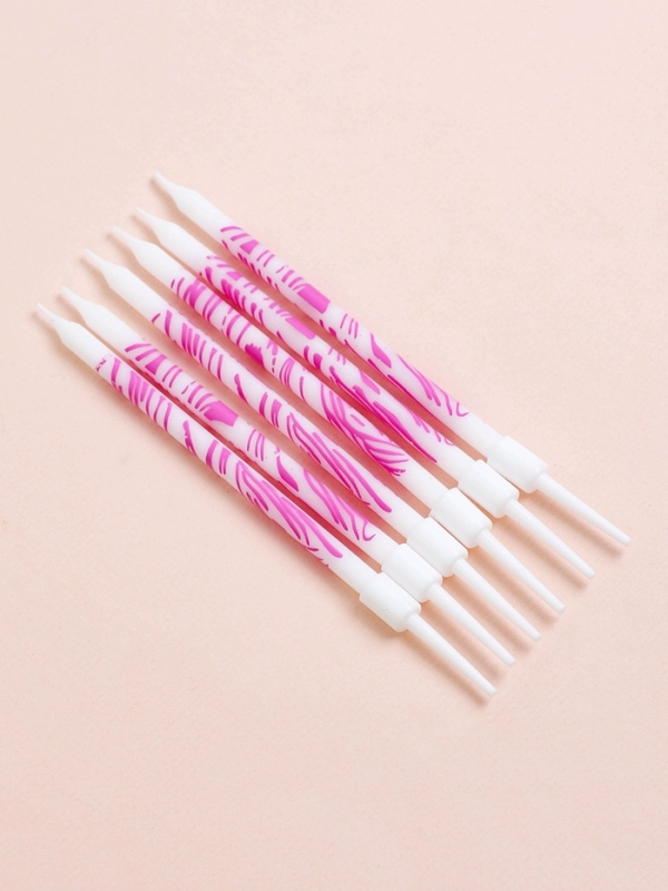 Свечи для торта  Свечи для торта "Волнистые линии", 6 шт, белый с розовым