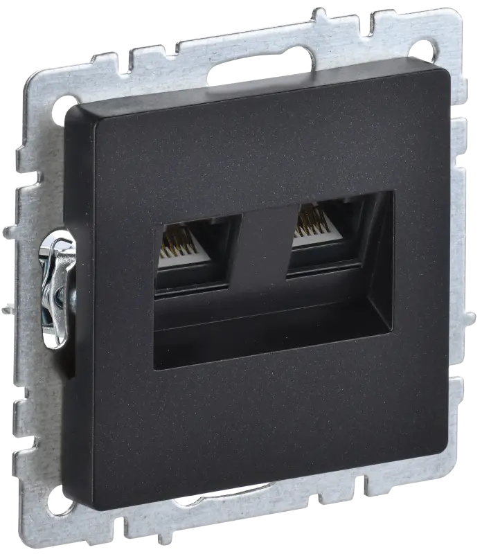 BRITE Розетка компьютерная двойная RJ45 кат.5E РК10-2-БрЧ черный IEK