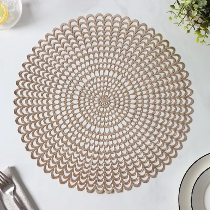 Салфетки сервировочные на стол Доляна &laquo;Солнечная&raquo;, d=38 см, 4 шт., золотые