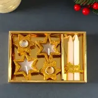 Набор свечей &laquo;Новогодние свечи и подсвечники&raquo;, 6 шт., 15&times;10&times;2.7 см