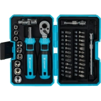 Набор отверток Topfort с трещоткой, битами, головками, 38 предм (569338)