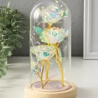 Сувенир свет "3 розы в колбе" LED 3хААА серебристый 11х11х22 см