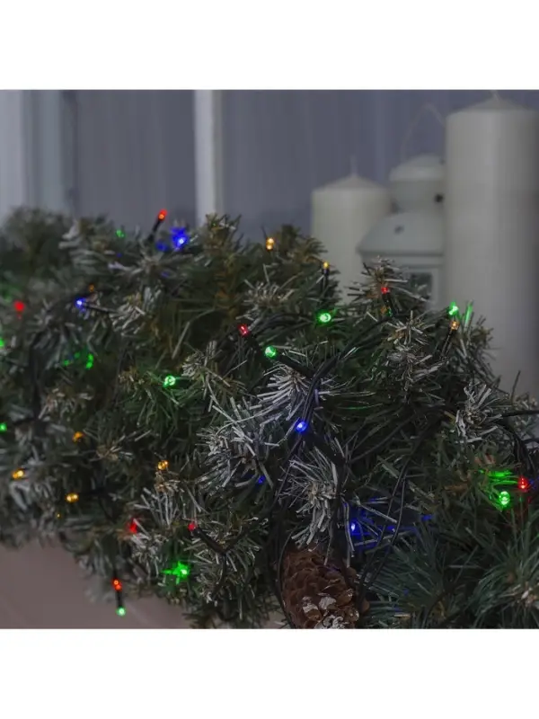 Гирлянда &laquo;Нить&raquo; 20 м, IP44, тёмная нить, 200 LED, свечение мульти, 8 режимов, 220 В