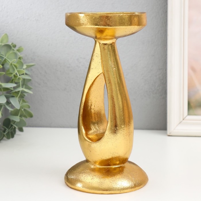 Подсвеник полистоун на 1 свечу  Подсвеник полистоун на 1 свечу "Капля" золото 10,5х10,5х20,5 см