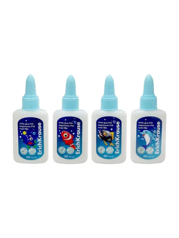 Клей ПВА ErichKrause EasyStick Sea Friends, 40 мл, МИКС
