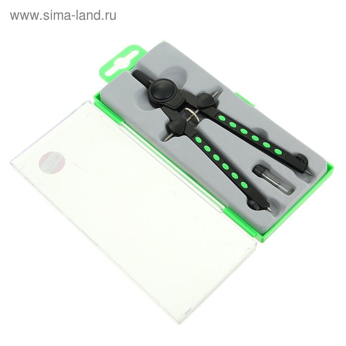 Циркуль металлический в пластиковом пенале, с запасными грифелями Циркуль металлический в пластиковом пенале, с запасными грифелями