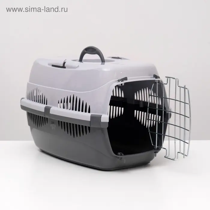 Переноска для животных до 12 кг «Пижон», 49×33×32 см, металлическая дверь, пластик, серая Переноска для животных до 12 кг «Пижон», 49×33×32 см, металлическая дверь, пластик, серая