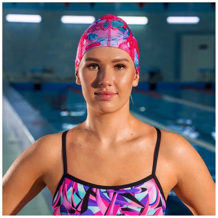 Шапочка для плавания взрослая ONLYTOP Swim &laquo;Фламинго&raquo;, тканевая, обхват 54-60 см