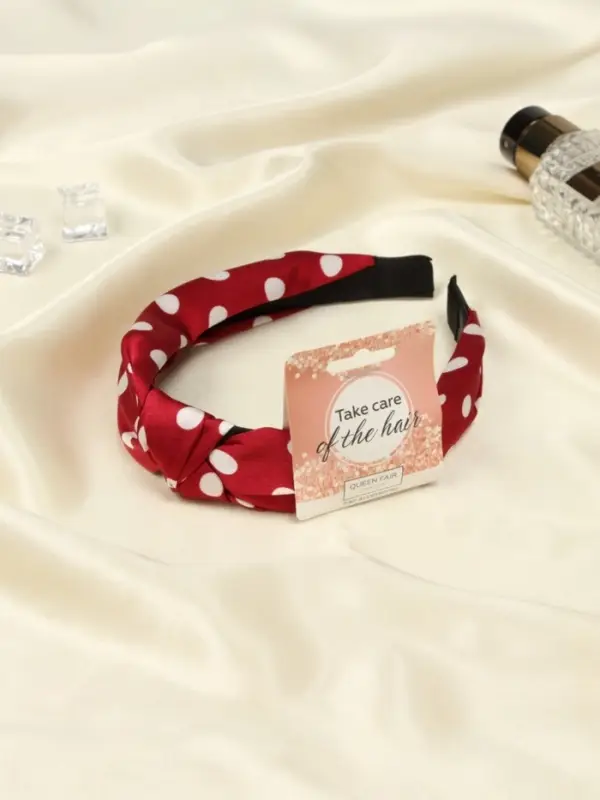 Ободок для волос QF &laquo;Кокетка&raquo;, 3 см, красный горох