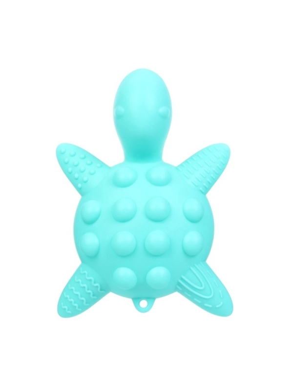 Прорезыватель силиконовый для зубов с погремушкой Крошка Я «Черепаха», бирюзовый Прорезыватель силиконовый для зубов с погремушкой Крошка Я «Черепаха», бирюзовый