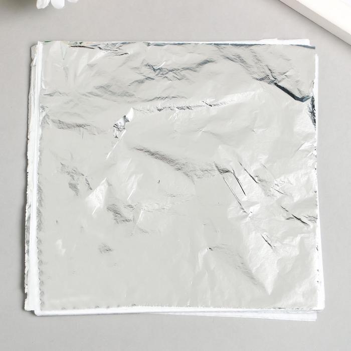 Поталь для декорирования набор 50 листов Поталь для декорирования набор 50 листов "Серебро" 14х14 см