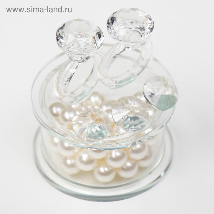 Сувенир стекло  Сувенир стекло "Два кольца - предложение" жемчуг 7,2х6,3х6,3 см