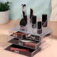 Бокс для хранения косметики, 20 секций, 22.5&times;13&times;18 см, 4 выдвижных ящика, прозрачный