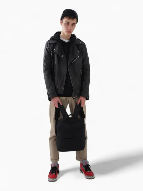 Рюкзак мужской на молнии, 2 наружных кармана, с USB, чёрный