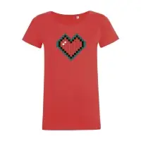 Футболка женская Pixel Heart, красная, размер XL