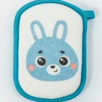 Мочалка детская для купания Доляна &laquo;Зайчик&raquo;, 12&times;8 см, голубая