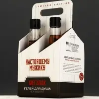 Набор "Настоящему мужику", 4 геля для душа во флаконах виски по 500 мл
