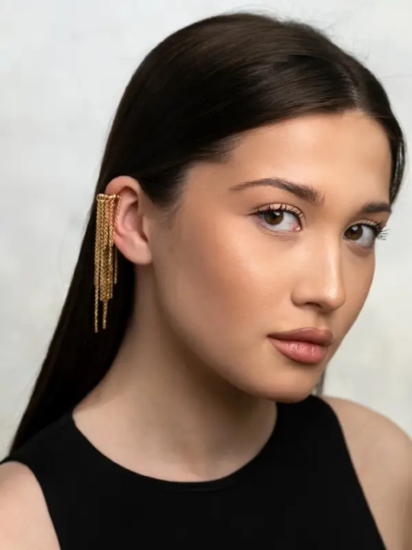 Серьга кафф &laquo;Водопад&raquo;, цвет золото, 10 см