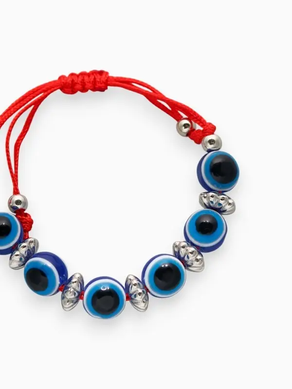 Браслет-оберег &laquo;Детский&raquo;, глазки малые, синий в серебре, d=3.5 см
