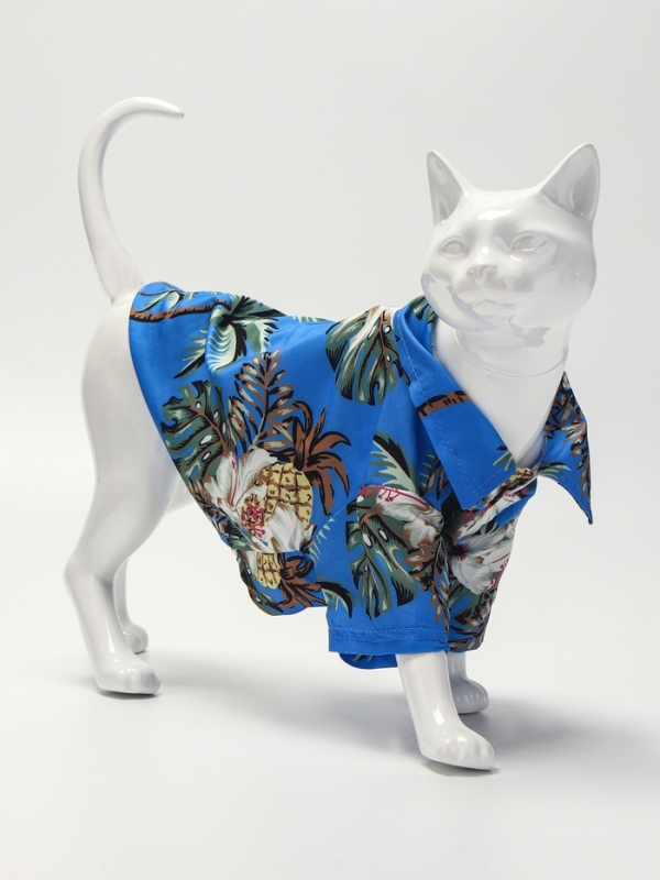 Рубашка для собак  Рубашка для собак "Тропики", L (ДС 28, ОГ 36, ОШ 26 см),голубая