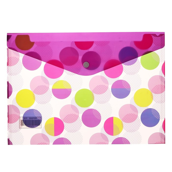 Набор папок-конвертов на кнопке А4, 160 мкр, 12 штук, "Круги"