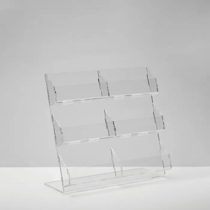 Подставка для визиток, 6 мест, 19&times;19&times;9.5 см, оргстекло 2 мм
