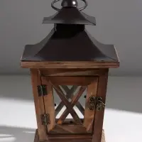Деревянный подсвечник - фонарь на 1 свечу &laquo;Восток&raquo;, т. дерево, 26&times;15.4&times;15.4 см