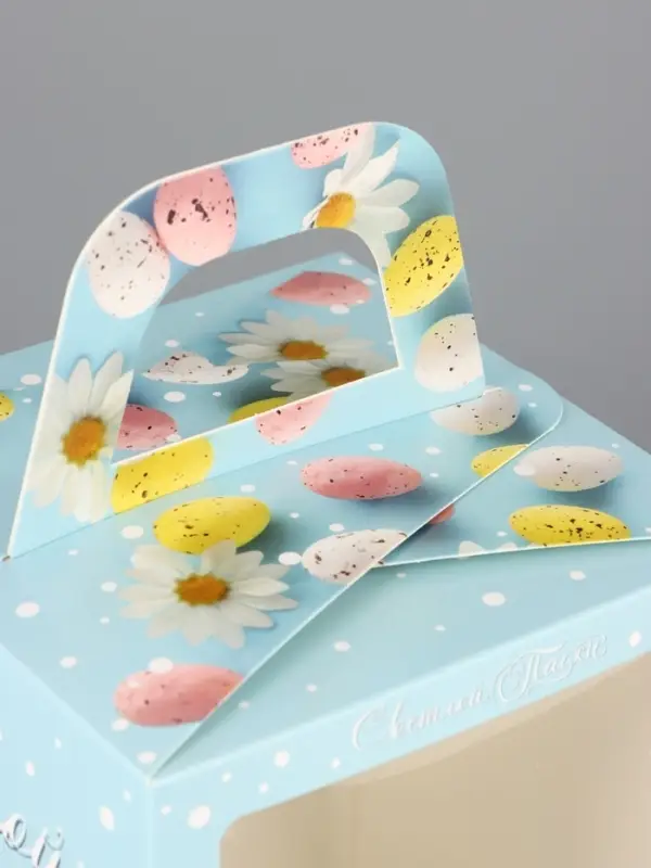 Коробка подарочная пасхальная с окном «Небесная голубая» 15×15×18 см