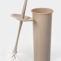 Ёршик для унитаза Idiland Rambai, d=11.5 см, h=36.5 см, с подставкой, пластик, бежевый