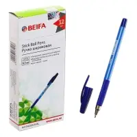 Ручка шариковая Beifa с резиновым держателем, стержень синий, 0.7 мм