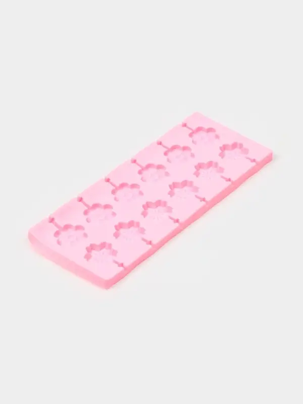 Форма для леденцов Доляна &laquo;Цветы&raquo;, силикон, 25&times;10.5&times;1 см, 12 ячеек (3.2&times;3 см), с палочками, МИКС