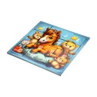 Головоломка «Пятнашки. Жеребёнок с игрушками», логическая настольная игра, 22×22 см